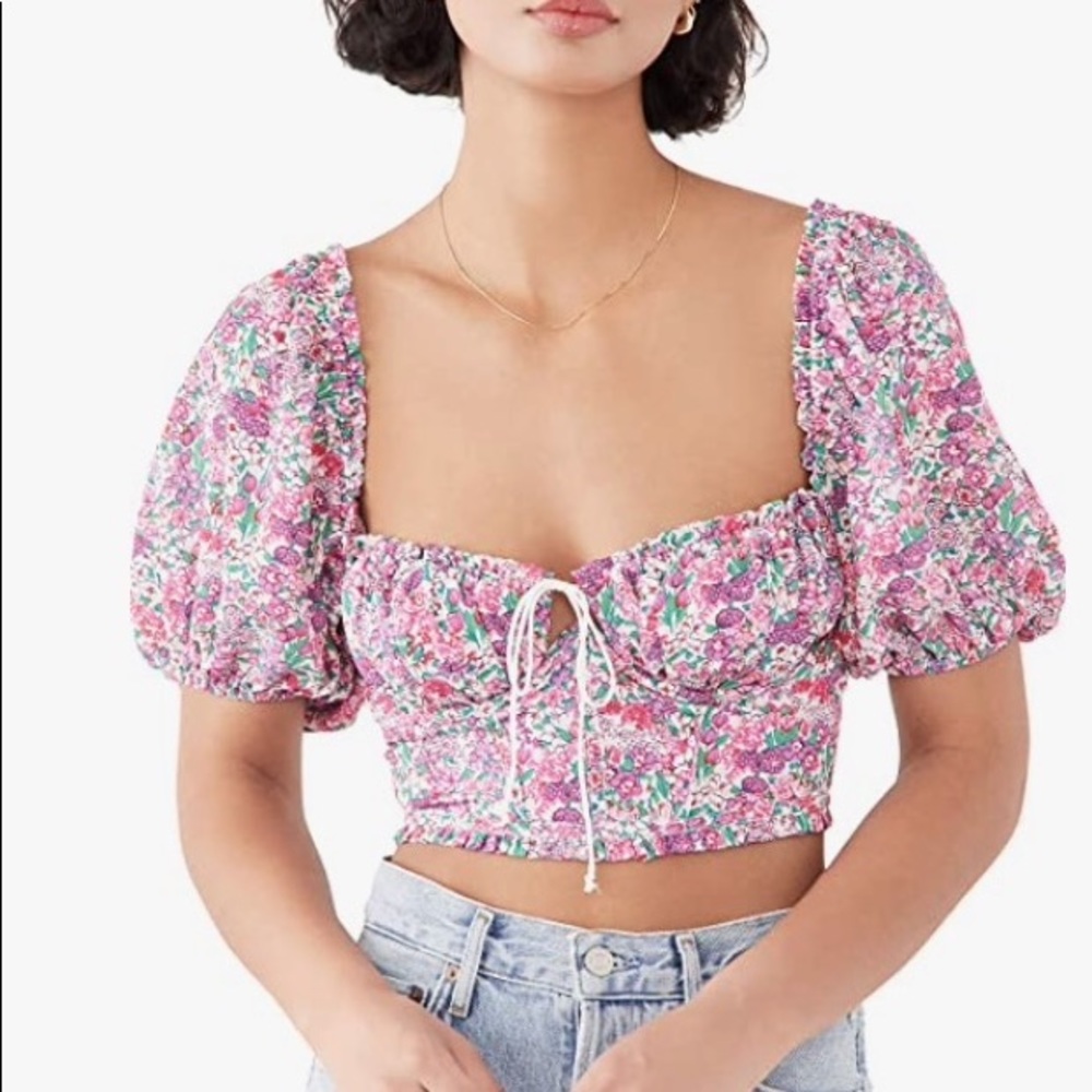 For Love & Lemons Women's Floral Corset Crop top